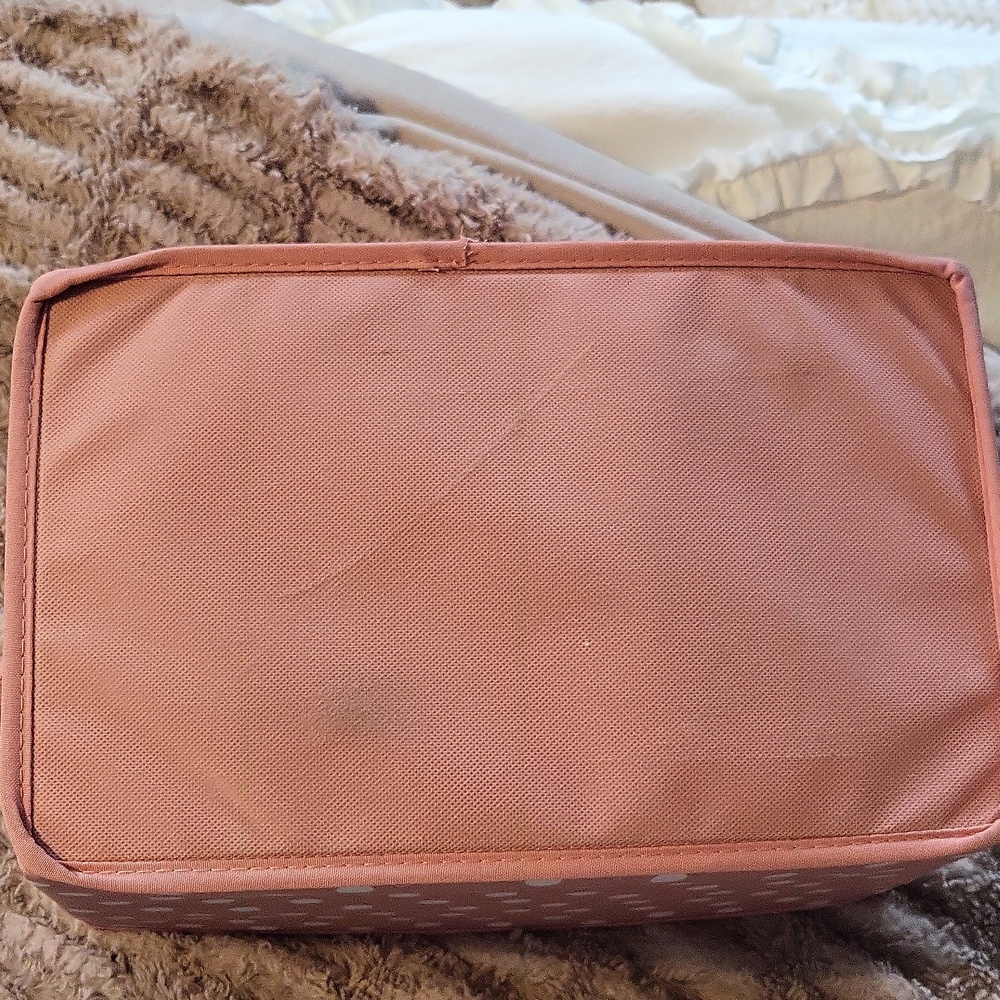 Pink Polka Dot Fabric Storage Baskets / Totes w/ Handles. SET OF 2! - Picture 6 of 8